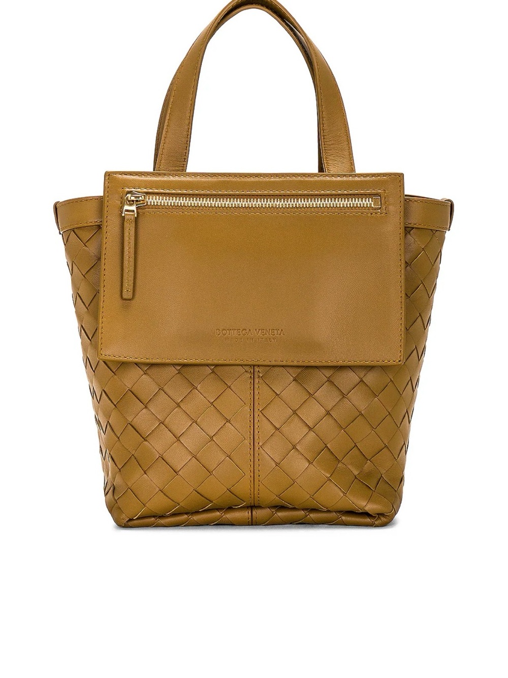 Bottega Veneta Caramel Tan Intrecciato Leather Tote with Zip Pocket